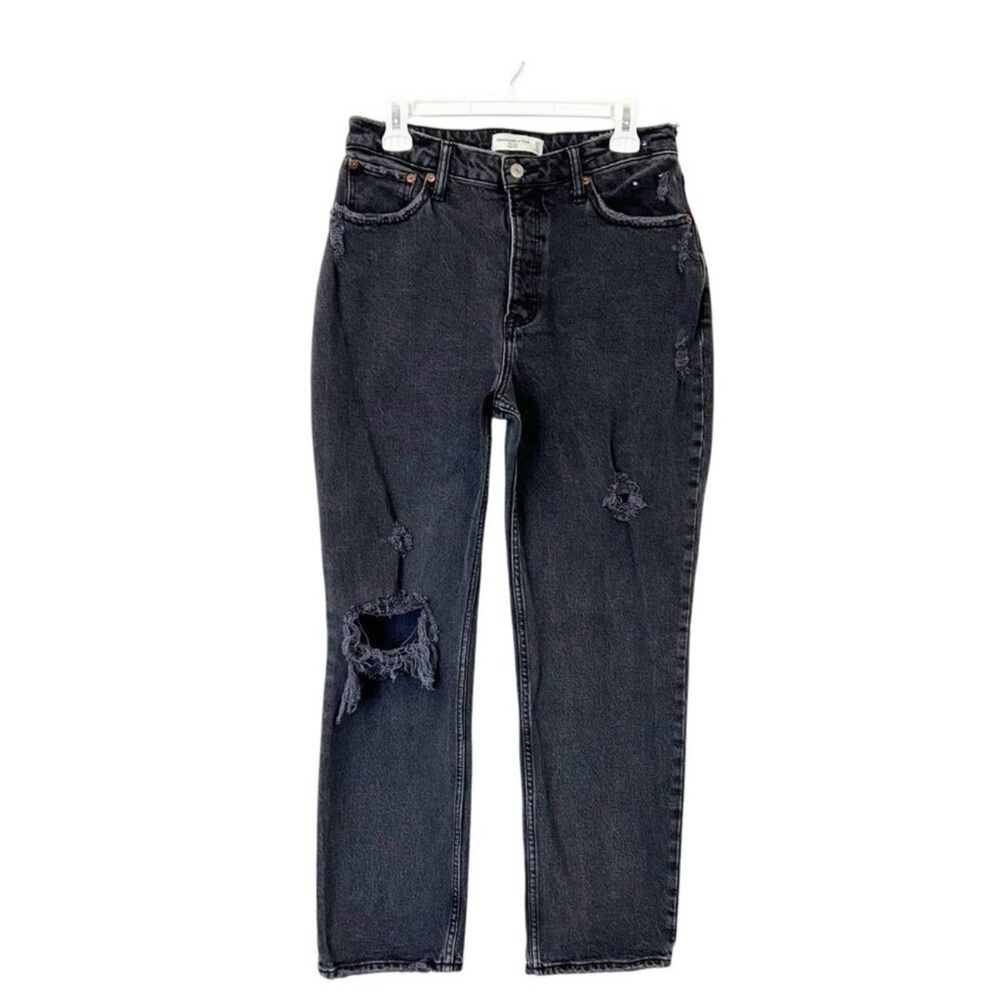 Abercrombie Fitch Dad High Rise Jeans Womens Size 29 Short Curve Love Black